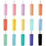 Office 16oz Skinny Tumblers Matte Colored Acrylic Tumblers With Lids And Straws