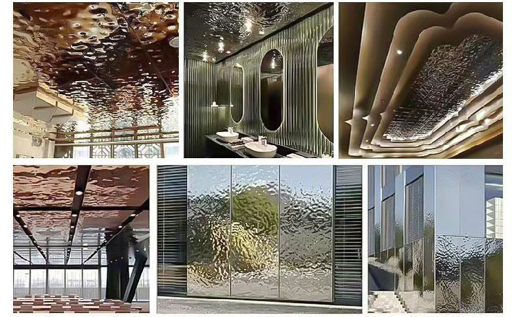 316 Water Ripple Sheet 4x8 3d Design Panel Gold Mirror Stainless Steel Plate