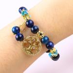 Healing Natural Crystal 8mm Rainbow Tiger Eye Tree Of Life Bead Bracelet For