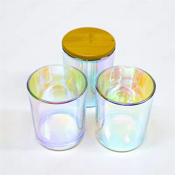 Black White Frosted Double Wall Amber Glass Iridescent Candle Vessel Luxury