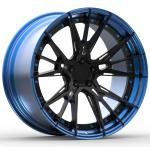 21 Inch 2Piece Forged Aluminum Alloy Wheels Polished Blue Lip Gloss Black Disc