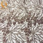 African Bridal Beaded Glitter Lace Fabric 140cm Width Embroidery