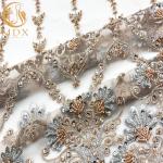 Modern Handmade Lace Fabric African Style 1 Yard Length Beaded Embroidery
