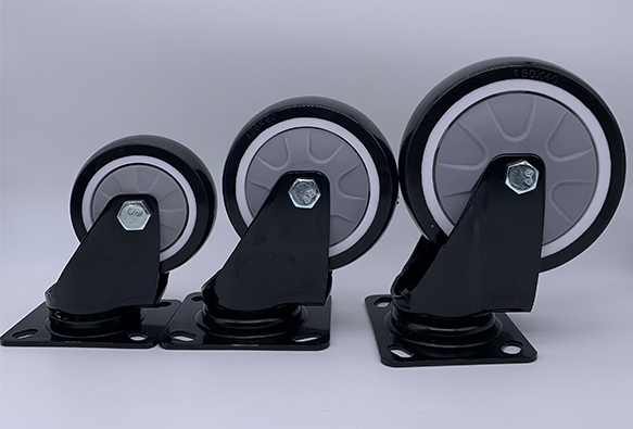 5 Inch Polyurethane Tread Rigid Plate Caster Wheels For Factory