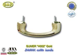 Wholesale European Style Zamak Coffin Handles H002 gold color 17.5*6.3cm bolt install metal coffin hardware from china suppliers