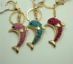 Novelty Dolphin Shape Crystal Lovely Metal Key Chains Women Bag Accessories