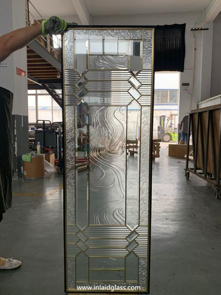 No welding decorative beveled glass panel with brass caming for door inserts 1"