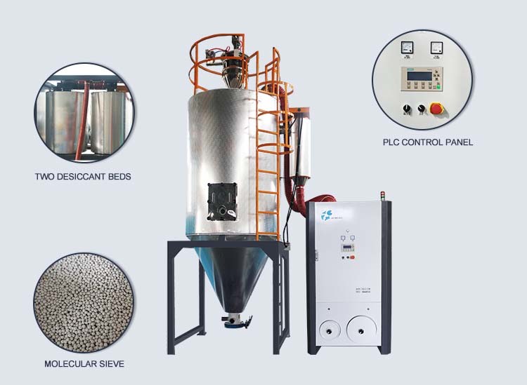 Safety Plastic Hopper Dryer Double Pump Technology With Dewpoint Monitor