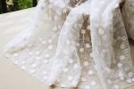 Floral Pattern Nylon Lace Fabric Embroidered Tulle Fabric For Wedding Dress