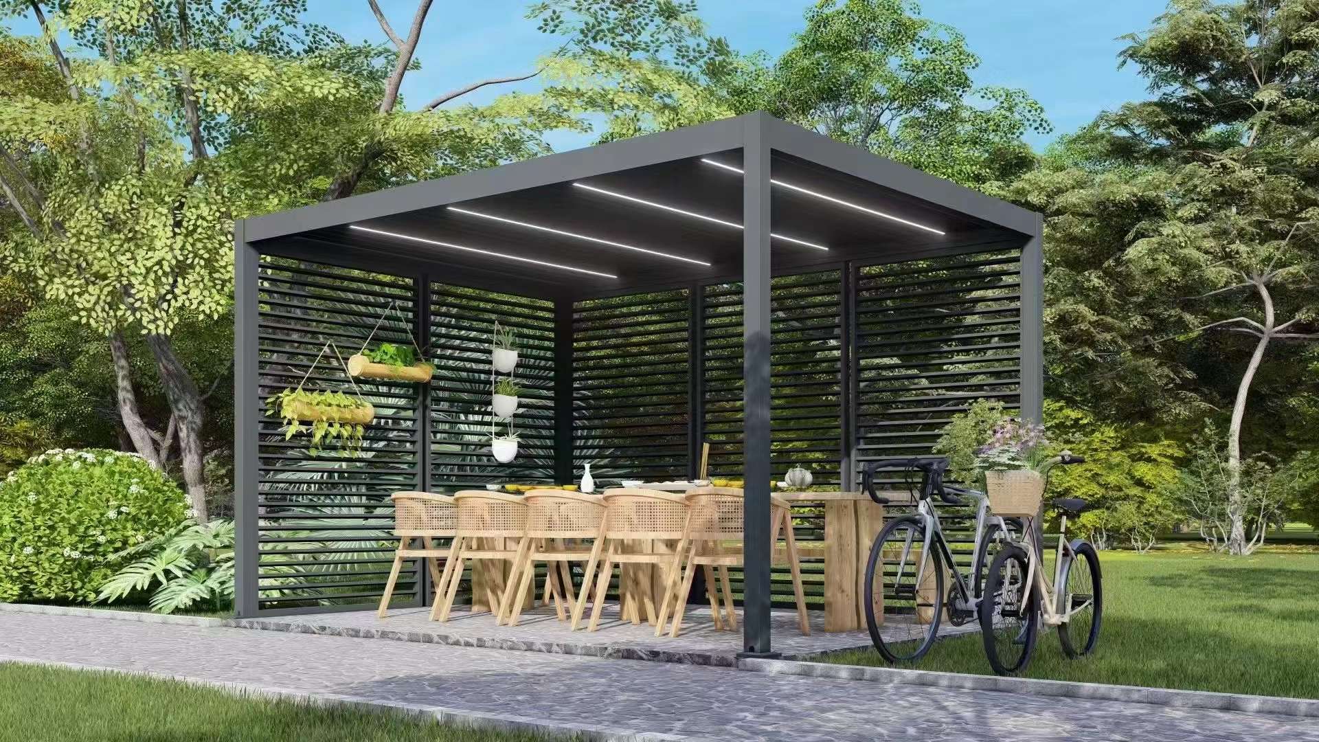 6x4m Outdoor Gazebo Awning Popular Motorized Aluminum Blinds Pergola