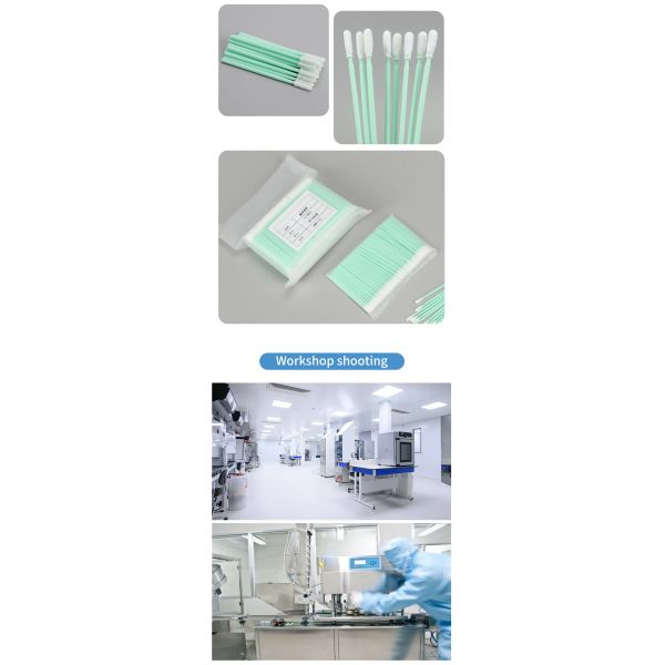 Cleanroom Cotton Polyester Foam Swabs Industrial Lint Free Cleanroom Polyester Head Swab