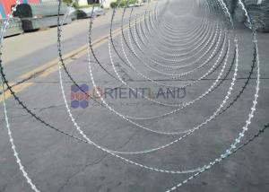 China Durable Concertina Razor Wire Coil , Obstacle BTO Security Barbed Wire Fencing on sale