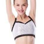 Bras Top Crop Top Girls Dance Wear Gym Spandex Sequin Crop Top With Black Edge