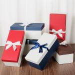 Custom Order Empty Cardboard Wedding Gift Box with Bow Tie and Ribbon Logo