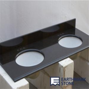 Wholesale Absolute Black Granite Bathroom Vanity Top with Double Sinks from china suppliers
