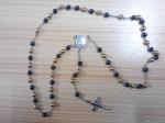 316L Stainless Steel Handmade Black Gold Plating Rosary Beads Saint Ball Chain