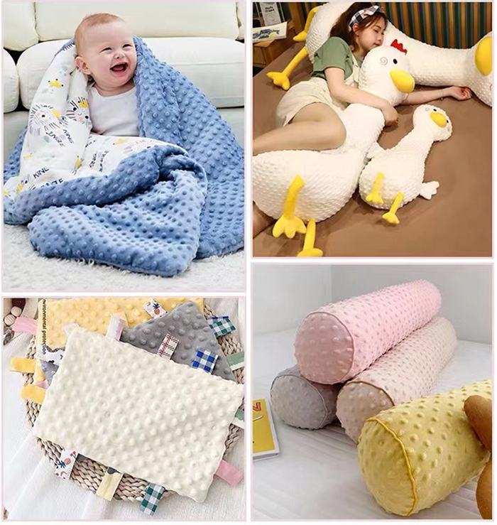 Polyester Embossed Cuddle Minky Plush Fabric For Baby