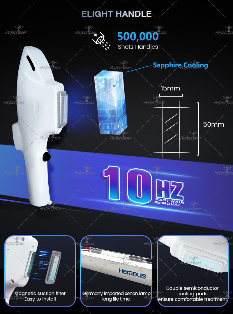 Professional 10Hz IPL Laser Hair Removal Machine with 7 Filters for Acne and Vessels