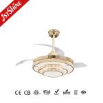 220V Crystal Retractable Ceiling Fan Light Dimmable Fandelier 6 Speed