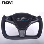 Matte Carbon Fiber Leather Yoke Steering Wheel For Tesla Model 3 Y X S Custom