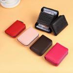 Solid Color Pattern Type Women's Card Bag with Zipper Closure MN-2301 Rfid PU