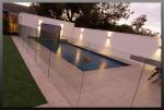 Tempered Swimming Pool Glass Fencing , Glass Deck Fencing Blue