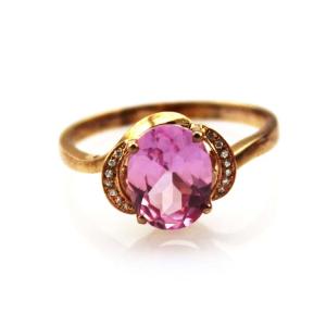 Wholesale 18k Rose Gold Plated Silver 7x9mm Oval Created Ruby Gemstone Ring (T64) from china suppliers