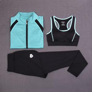 Wholesale CPG Global Multi-Color Breathable 3 Pieces Sets Long Sleeves Gym Running Racerback Sports Bra with Yoga Pants T1017 from china suppliers