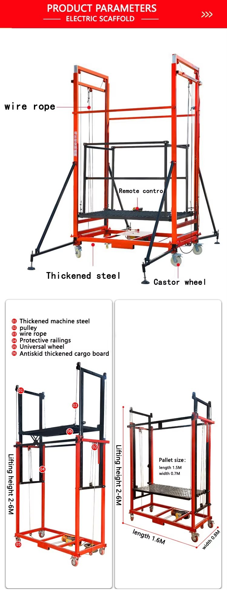 500kg 3m mobile mini cargo lift elevator warehouse home portable steel lift aerial work platform goods and man