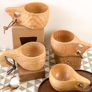 Wholesale Eco Friendly Oak Wooden Drinking Cups 2.5 inch Height Lightweight With Carabiner from china suppliers