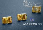 High Hardness Yellow Colored Moissanite , Radiant Cut Moissanite
