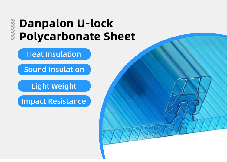 Composite Co Extrusion U-locking Polycarbonate Facade U Shaped Panel Curtain Wall Splicing Sunlight Panel Customized