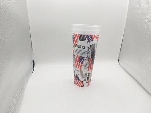 Wholesale Round Empty Juice Glass Beverge Lable Cup 500Ml 17Oz With Cap , Iml Cups from china suppliers