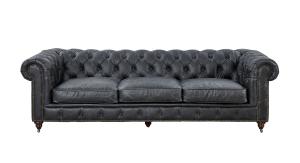 Wholesale Royal Style Grey 3 Seater Leather Sofa High Resilient Foam Strong Solid Wood Frame Inside from china suppliers