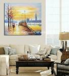 Hand Painted Paris Oil Painting Acrylic Scenery Building Eco Friendly For Wall