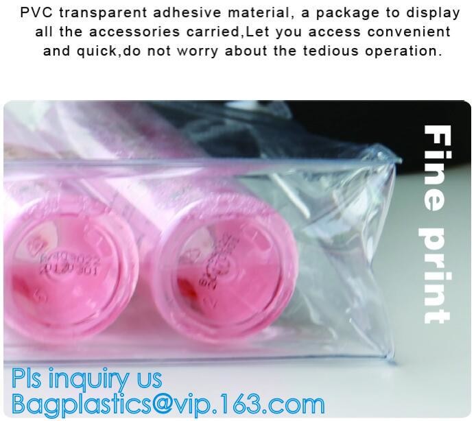 Eco-friendly Red Clear Slider Zipper PVC Cosmetic Make Up Bikini Bag, pvc zipper lock slider bag