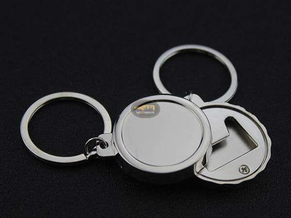 Cheap Promotion Gift Zinc Alloy Bottle Cap Shape Blank Logo Engraved Key Ring