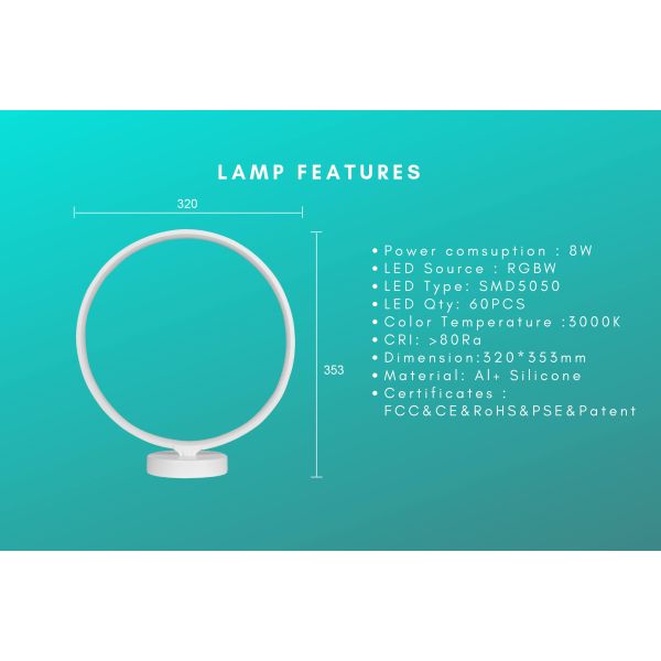 Remote Control RGBW LED Mood Lighting Lamp with 3000K Color Temperature