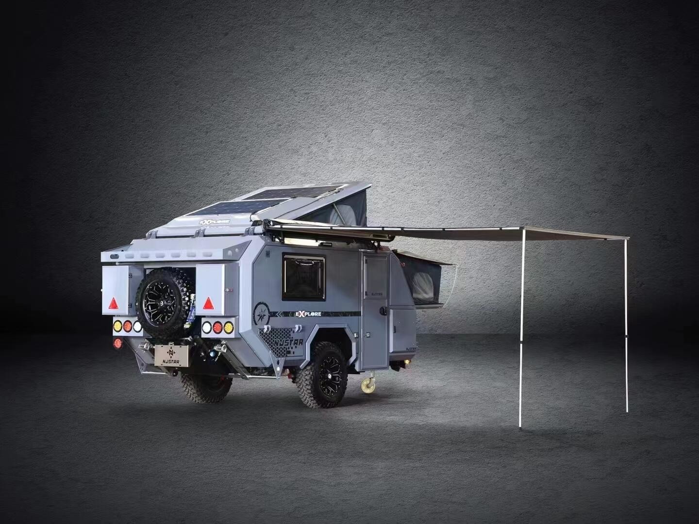 Travel Trailer Camper Aluminum Light Weight 1400kg Off Road Camping Trailer RV Caravan