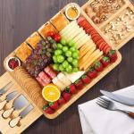44x33x4cm Natural Wood Vegetable Chopper Bamboo Cutting Board Tray with 4