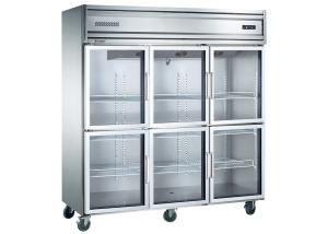 Wholesale Imported Aspera Compressor Six Glass Door Commercial Kitchen Refrigerator with Four Mobile Castors from china suppliers