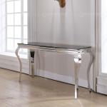 Qiancheng Marble Top SS Console Table 63x18x34inch Smooth Edge