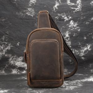 Wholesale Functional Customized Cowhide Leather Sling Crossbody Backpack for Travel Hiking from china suppliers