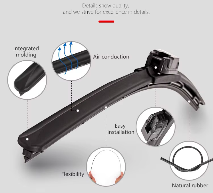 Weatherproof Dongfeng Car Wiper Blade Rubber Hybrid For Rainy Windshields Customized