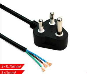 Wholesale South Africa 10A/16A 3pin black power cable with stripped end 0.5m-10m copper power cord from china suppliers
