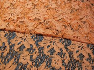 China Orange Cotton Nylon Lace Mesh Fabric AZO Dyeing For Ladies Garment SYD-0001 on sale