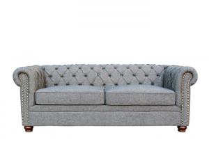 Wholesale Chesterfield Three Seater Fabric Sofa Classic Buttons Timber Legs 2 3 Seater Sofa Grey from china suppliers