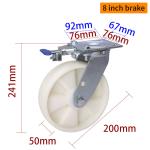 450kg Load 8 Inch 200mm Heavy Duty Castor Wheels With Brake 738-26
