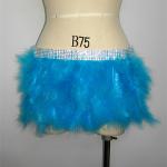 Double Layer Skirt / Fabulous Feather Mini Skirt With Rhinestones Waist Band