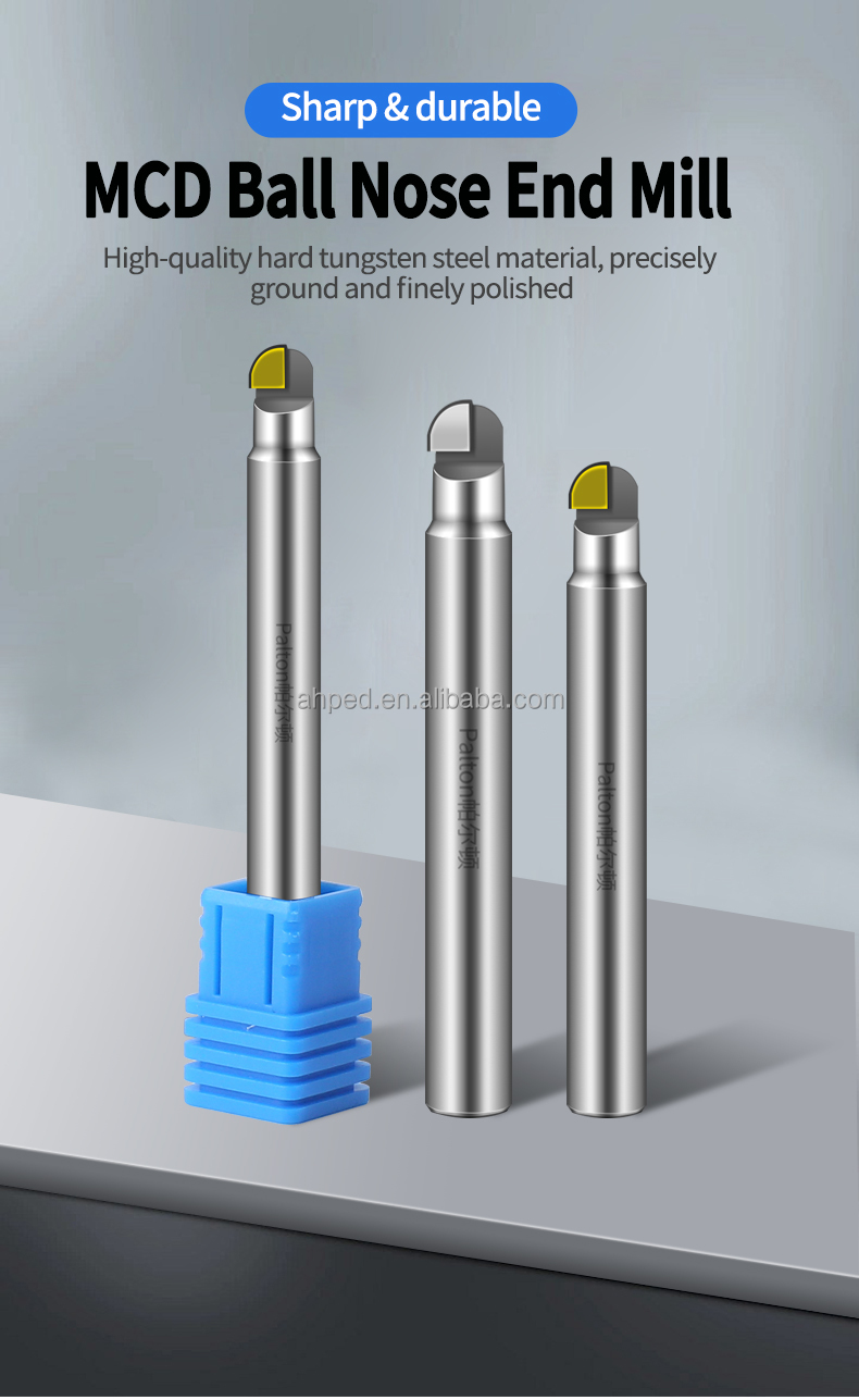 MCD Single Crystal Diamond Ball Nose Foam Cutting End Mill CNC Machining